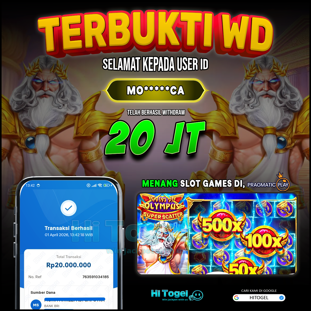 Bukti JP Dan WD Pemain HiTogel