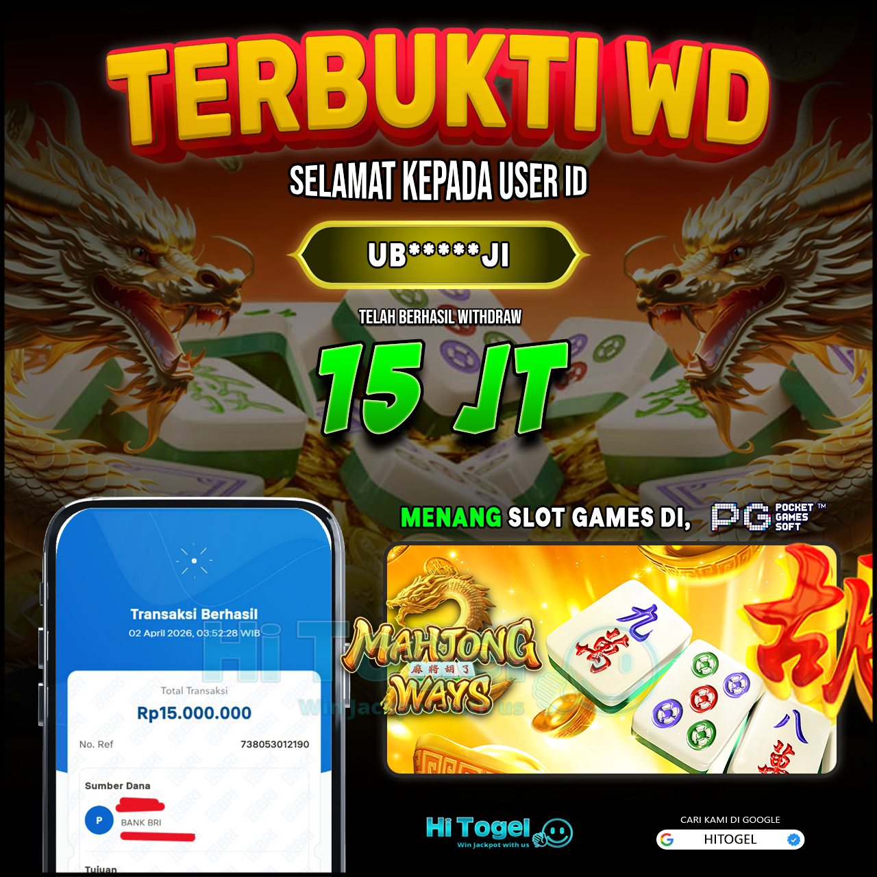 Bukti JP Dan WD Pemain HiTogel