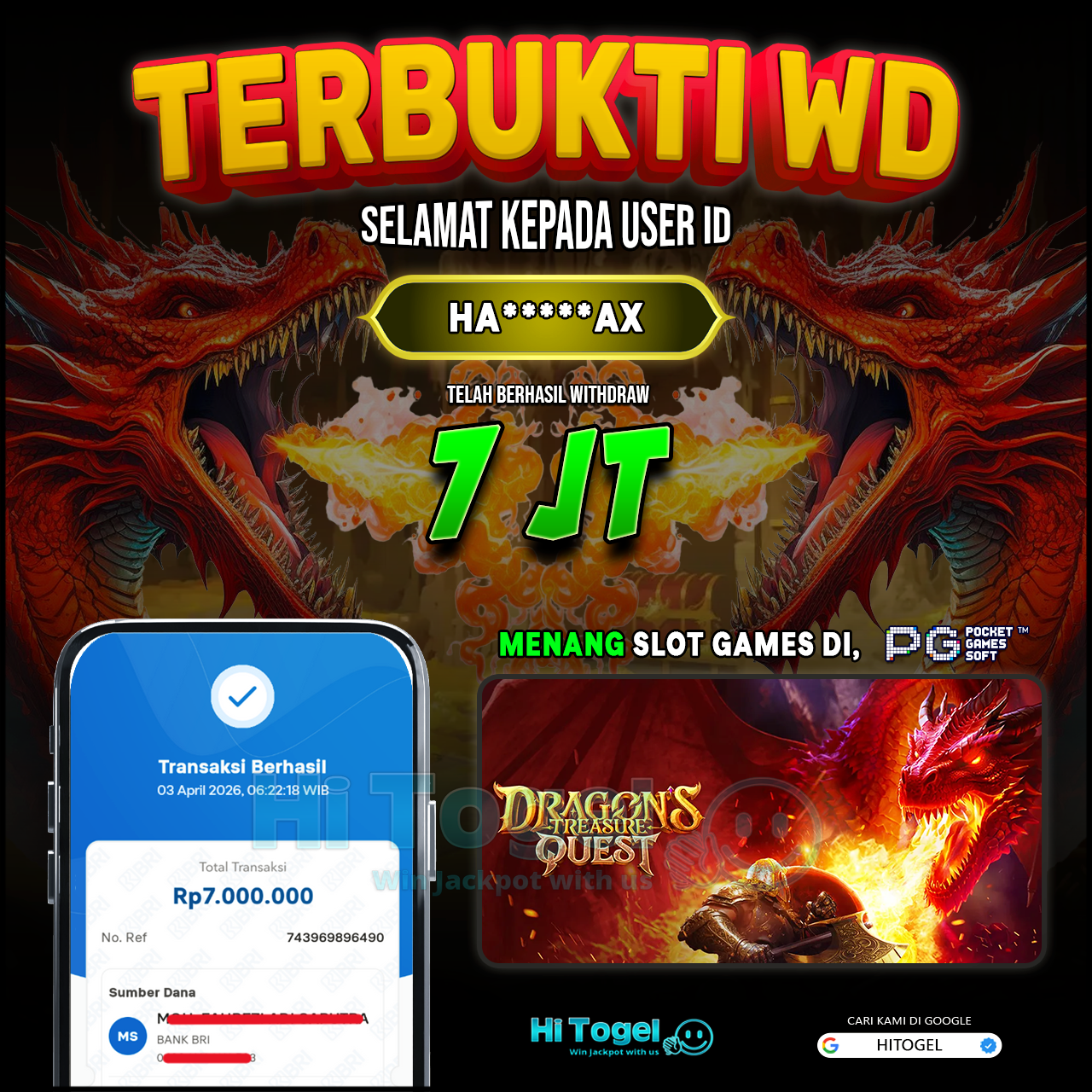 Bukti JP Dan WD Pemain HiTogel