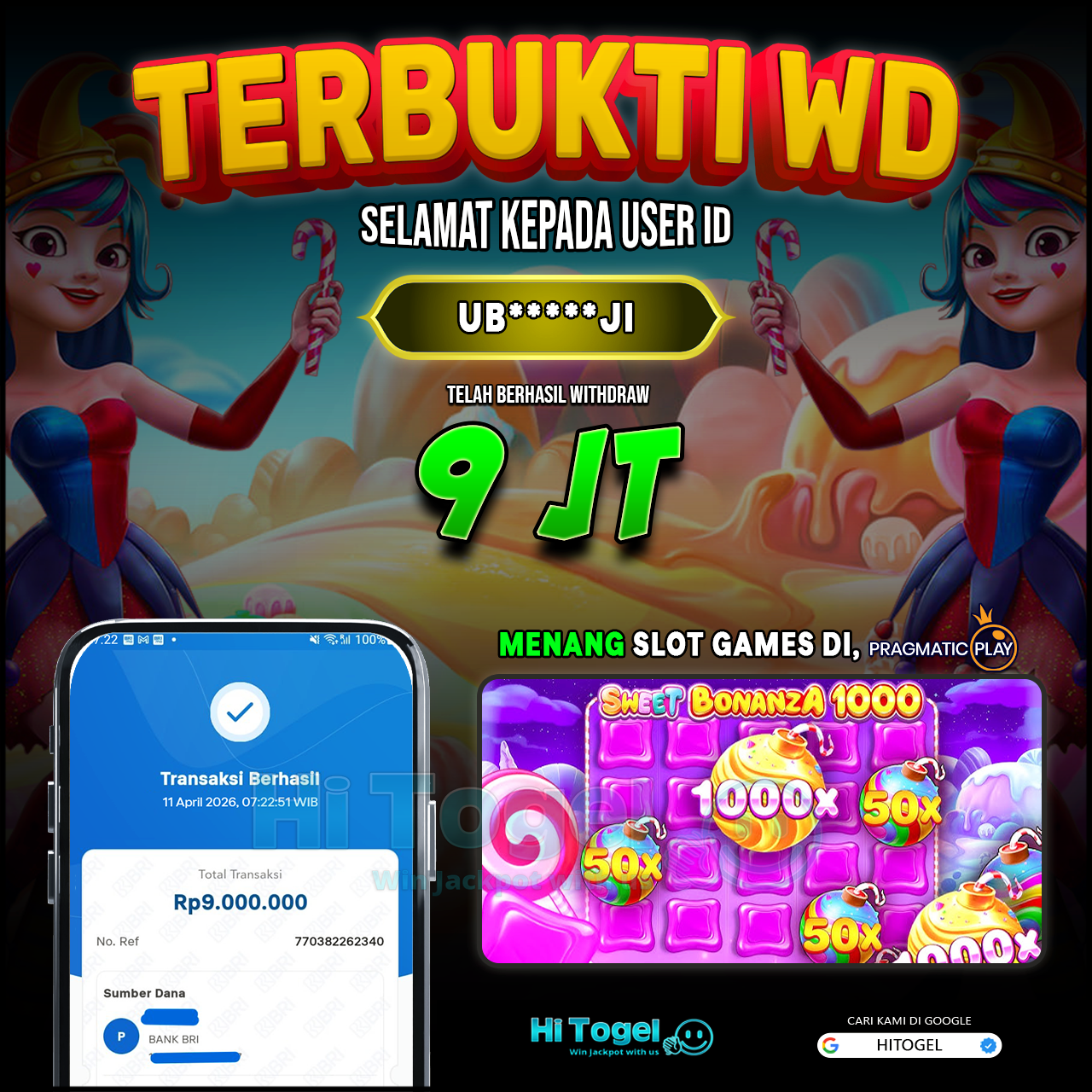 Bukti JP Dan WD Pemain HiTogel