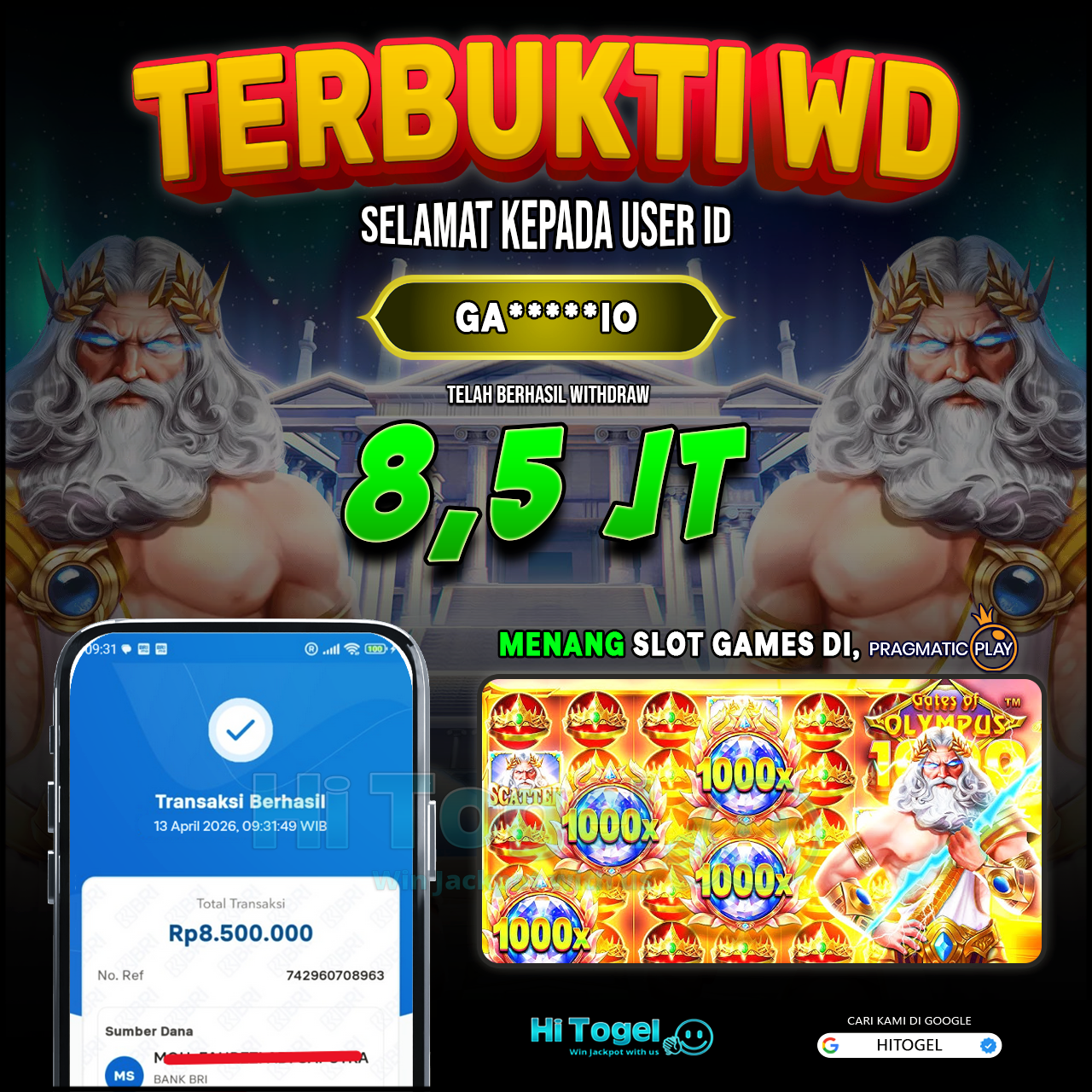 Bukti JP Dan WD Pemain HiTogel