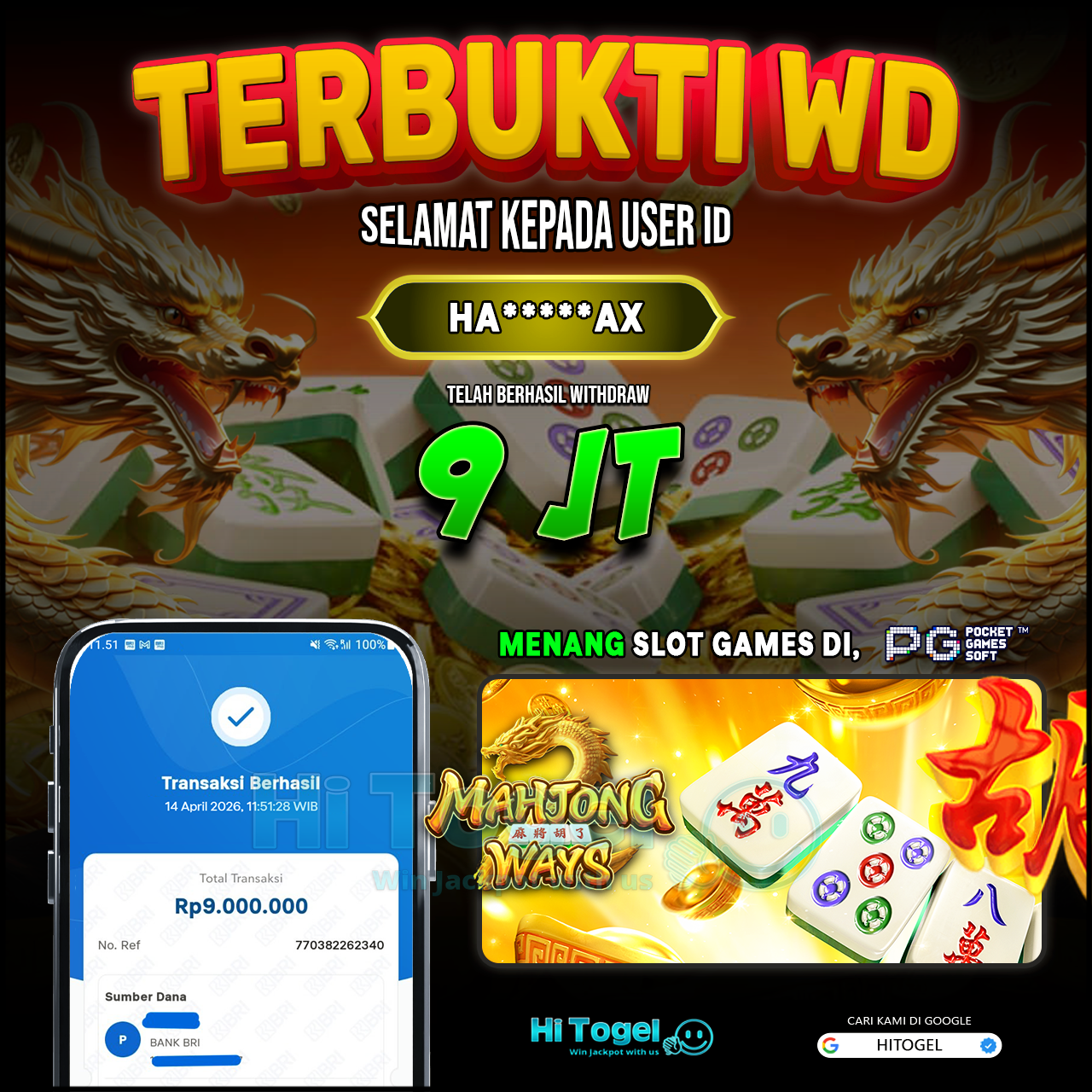 Bukti JP Dan WD Pemain HiTogel