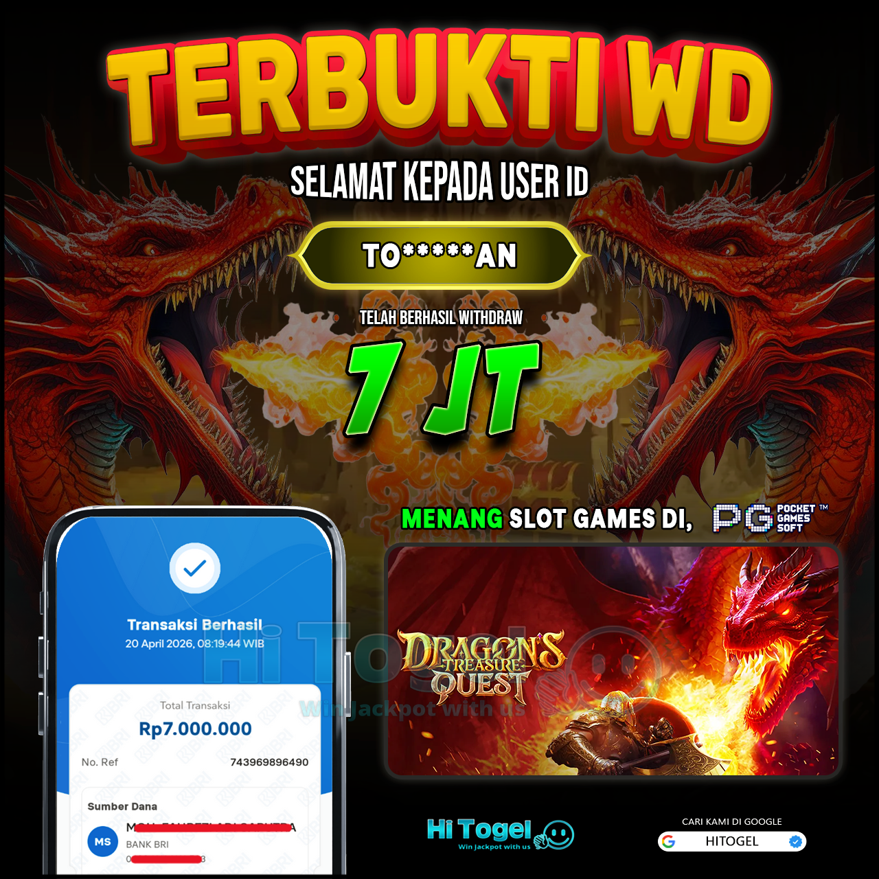 Bukti JP Dan WD Pemain HiTogel