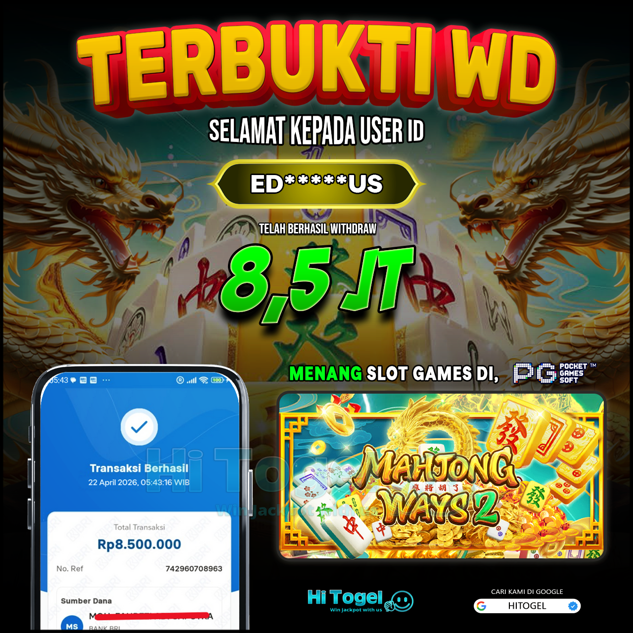 Bukti JP Dan WD Pemain HiTogel