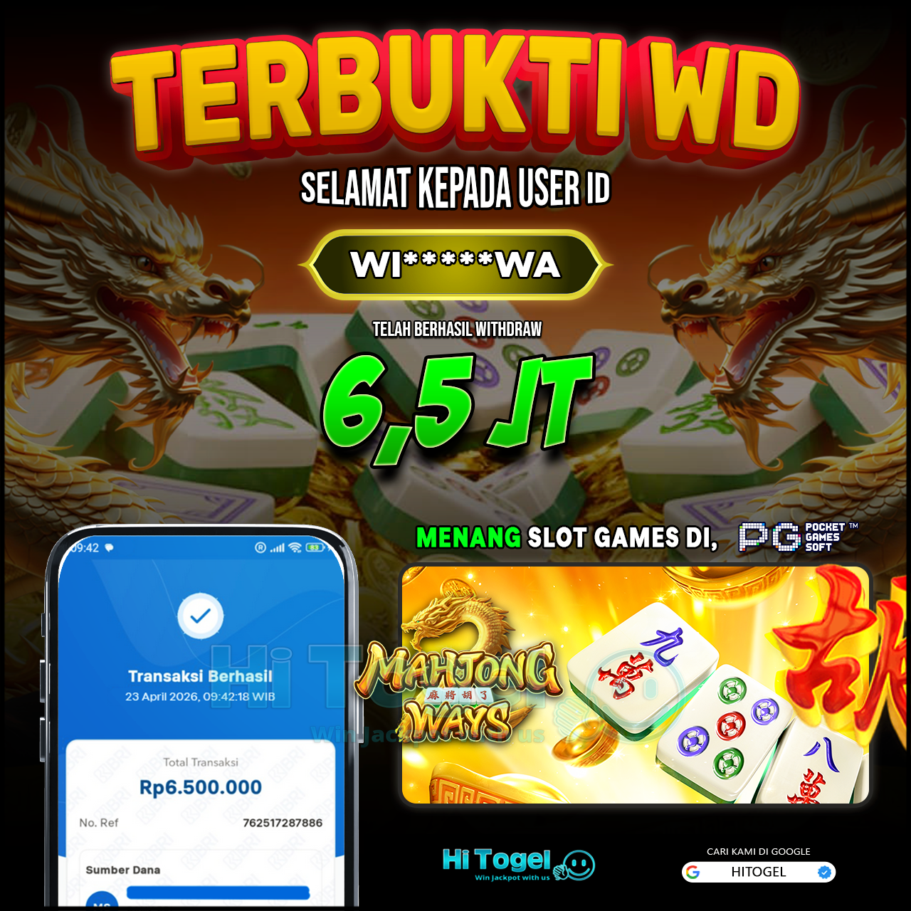 Bukti JP Dan WD Pemain HiTogel